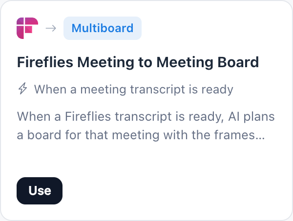 Fireflies Meeting to Meeting Board automation template