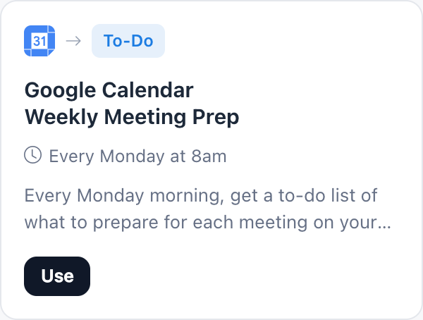 Google Calendar Weekly Meeting Prep automation template