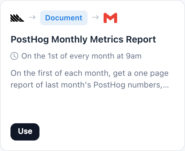 PostHog Monthly Metrics Report automation template