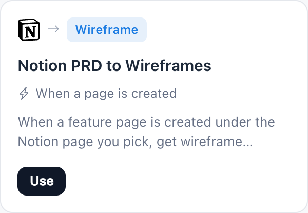 Notion PRD to Wireframes automation template