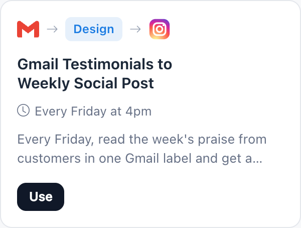 Gmail Testimonials to Weekly Social Post automation template