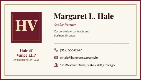Burgundy Law Monogram Card