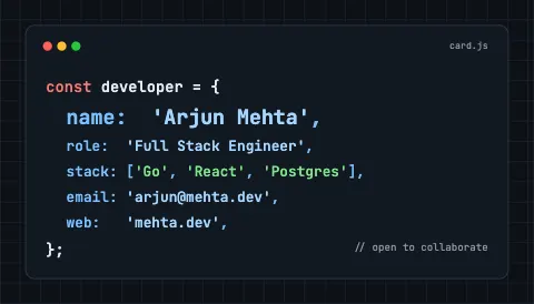 Dark Code Developer Card