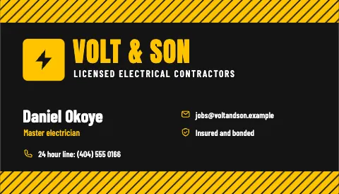 Hazard Stripe Electrician Card
