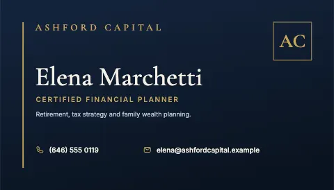 Midnight Financial Advisor Card