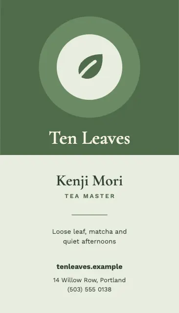 Sage Tea House Vertical Card