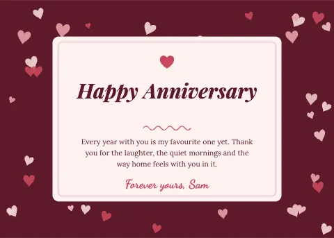 Blush Hearts Anniversary Card