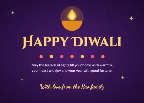 Golden Lamps Diwali Card