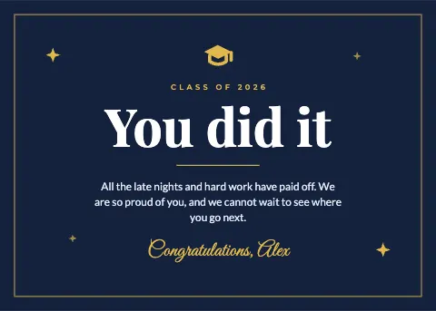 Navy and Gold Graduation Card
