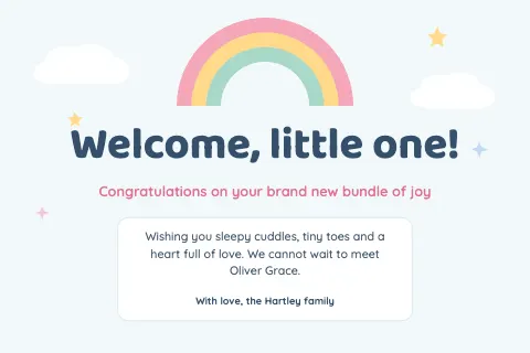 Rainbow New Baby Card