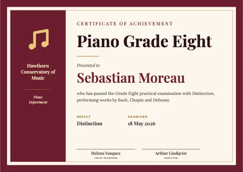 Burgundy Piano Grade Eight