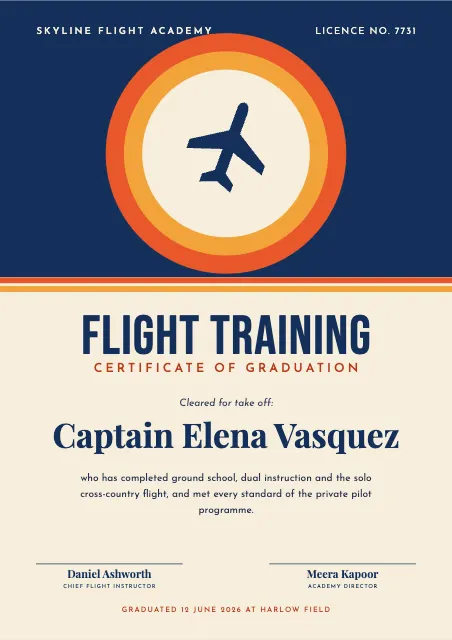 Retro Airline Flight Training Graduate