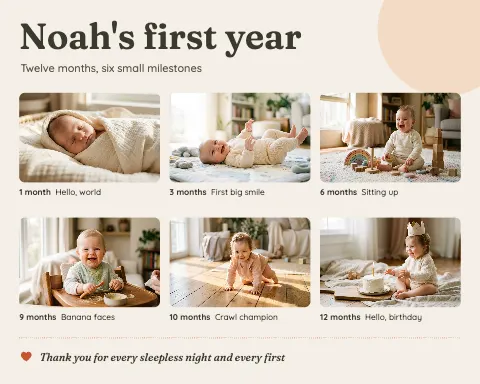 Baby First Year Monthly Collage