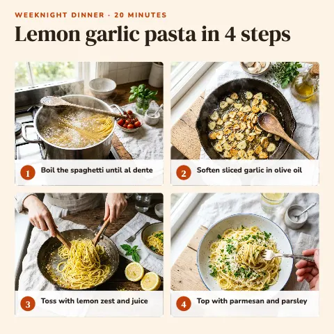 Lemon Garlic Pasta Steps