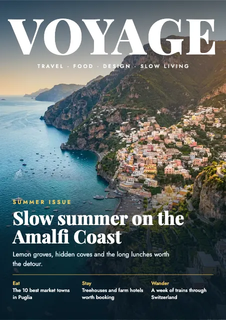Free Voyage Travel Magazine Design Template | MockFlow