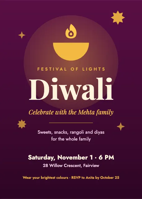 Diwali Celebration Magenta and Gold