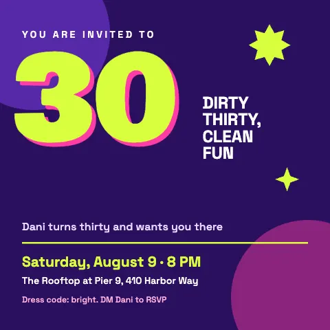 Thirtieth Birthday Neon Pop