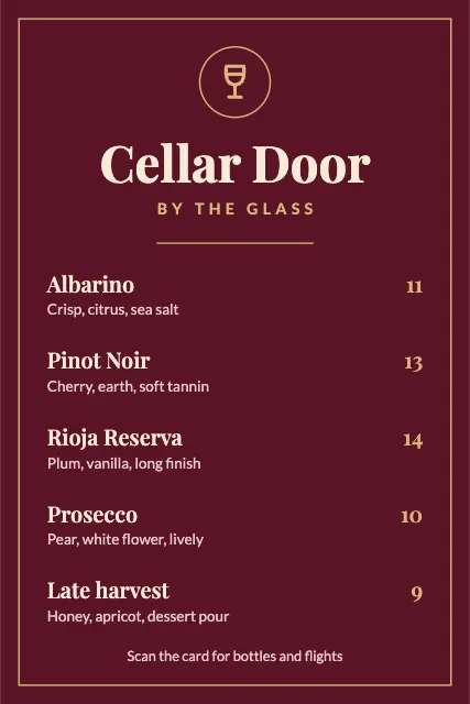 Cellar Door Wine Table Tent