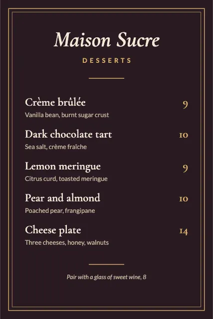 Maison Sucre Dessert Table Tent