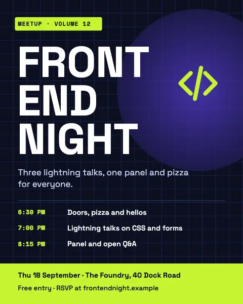 Frontend Night Meetup Poster