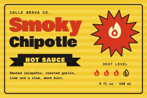Retro Hot Sauce Label