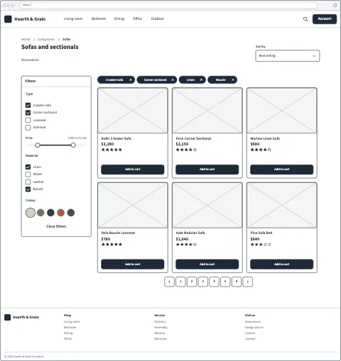 Furniture Product Listing