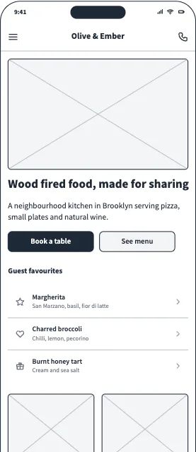 Restaurant Mobile Landing
