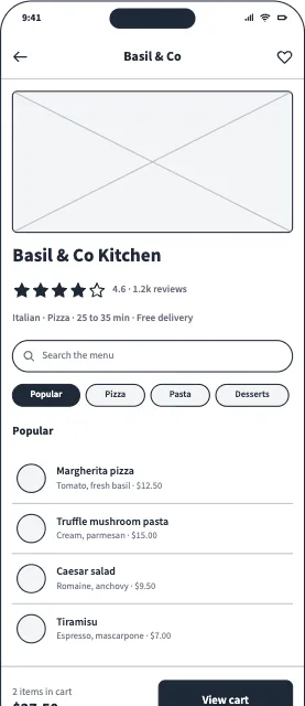 Restaurant Menu Ordering