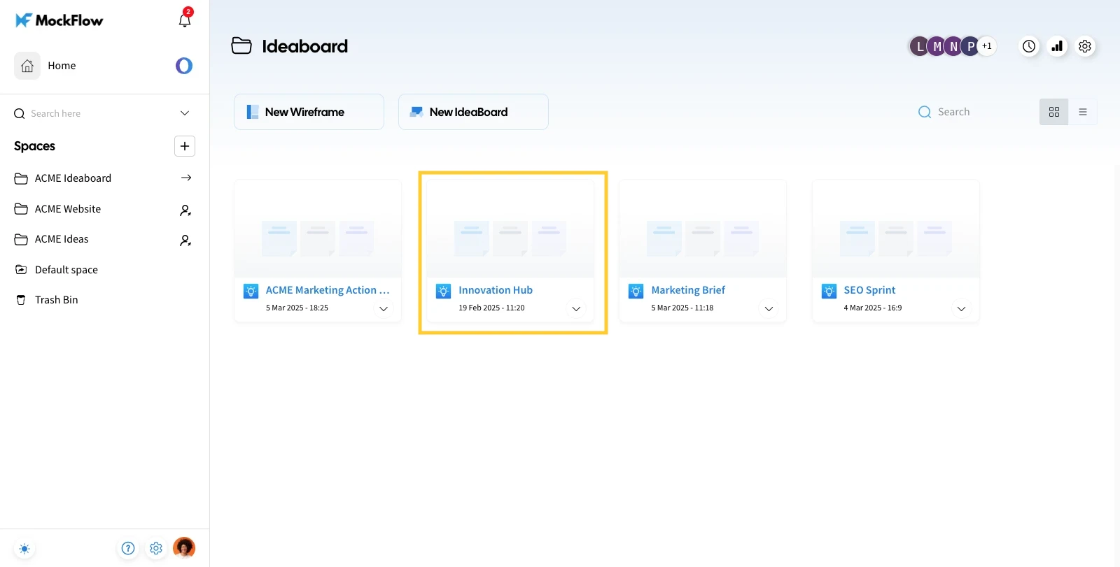 Navigate to the project - Moving Boards in MockFlow IdeaBoard