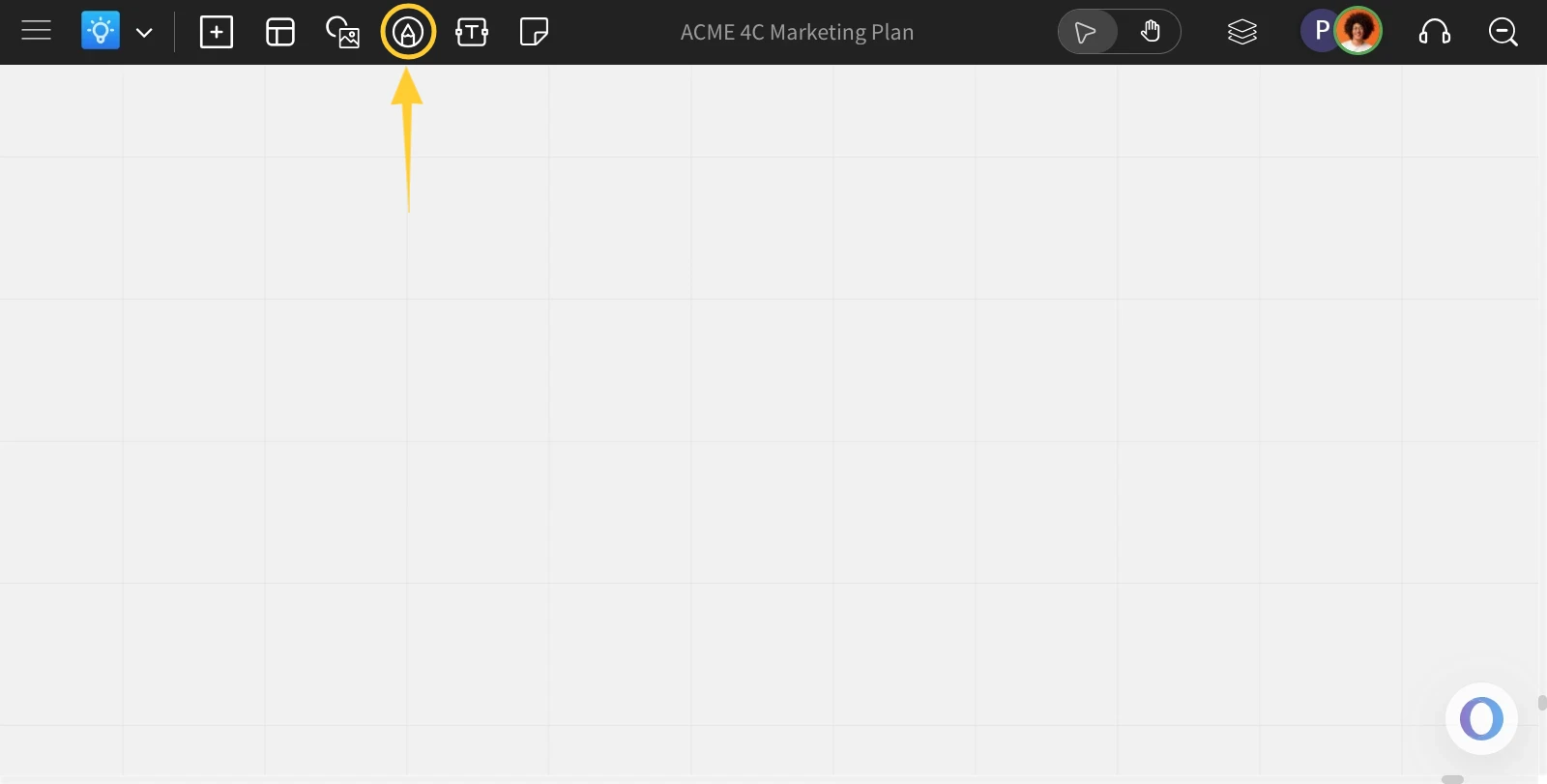 Navigate to Draw Mode - MockFlow IdeaBoard in Dark Mode
