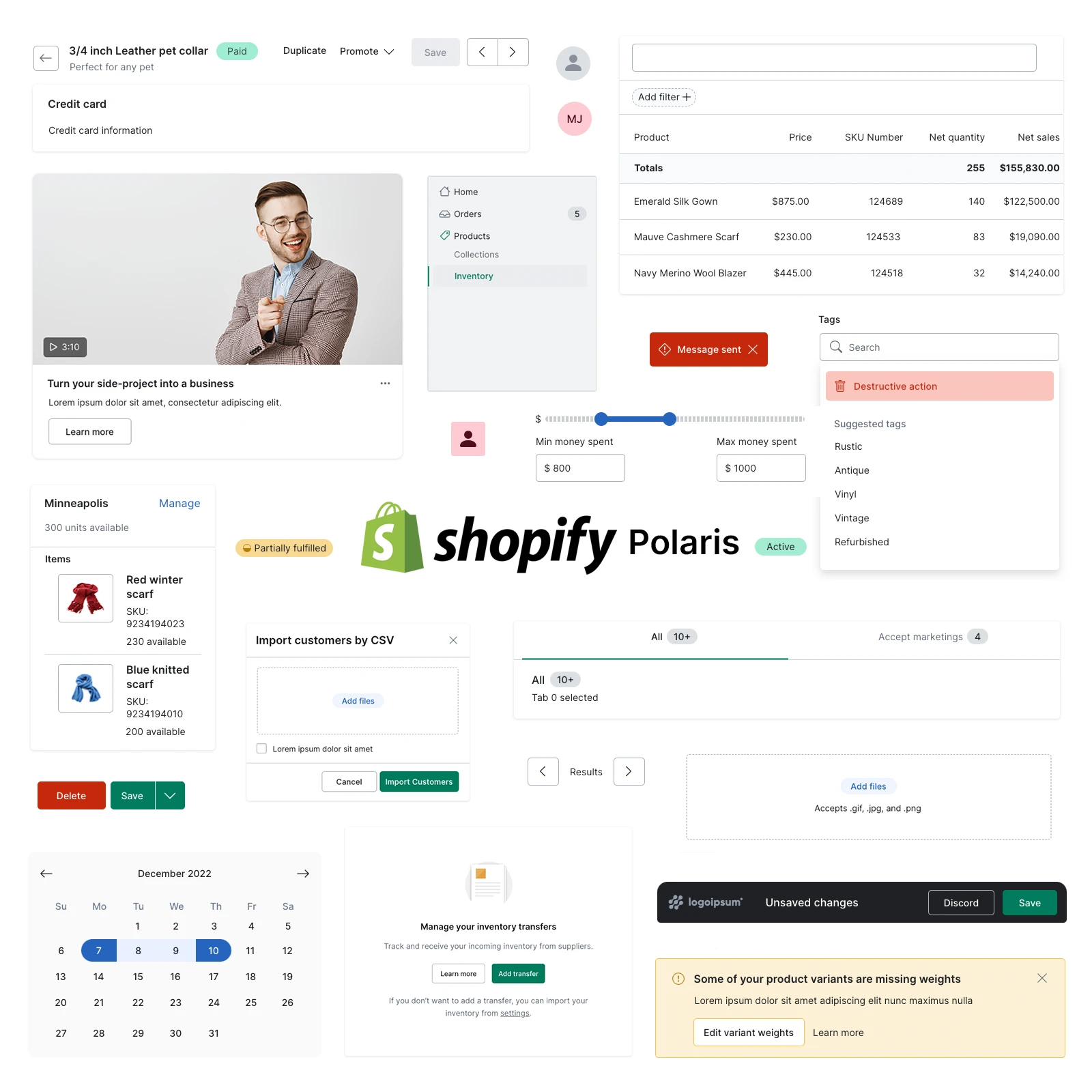 Wireframe UI kit for Shopify Polaris