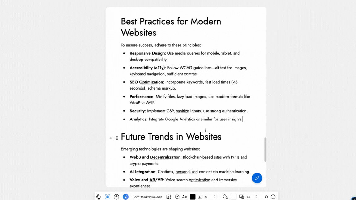 Markdown Pro component editing in MockFlow IdeaBoard