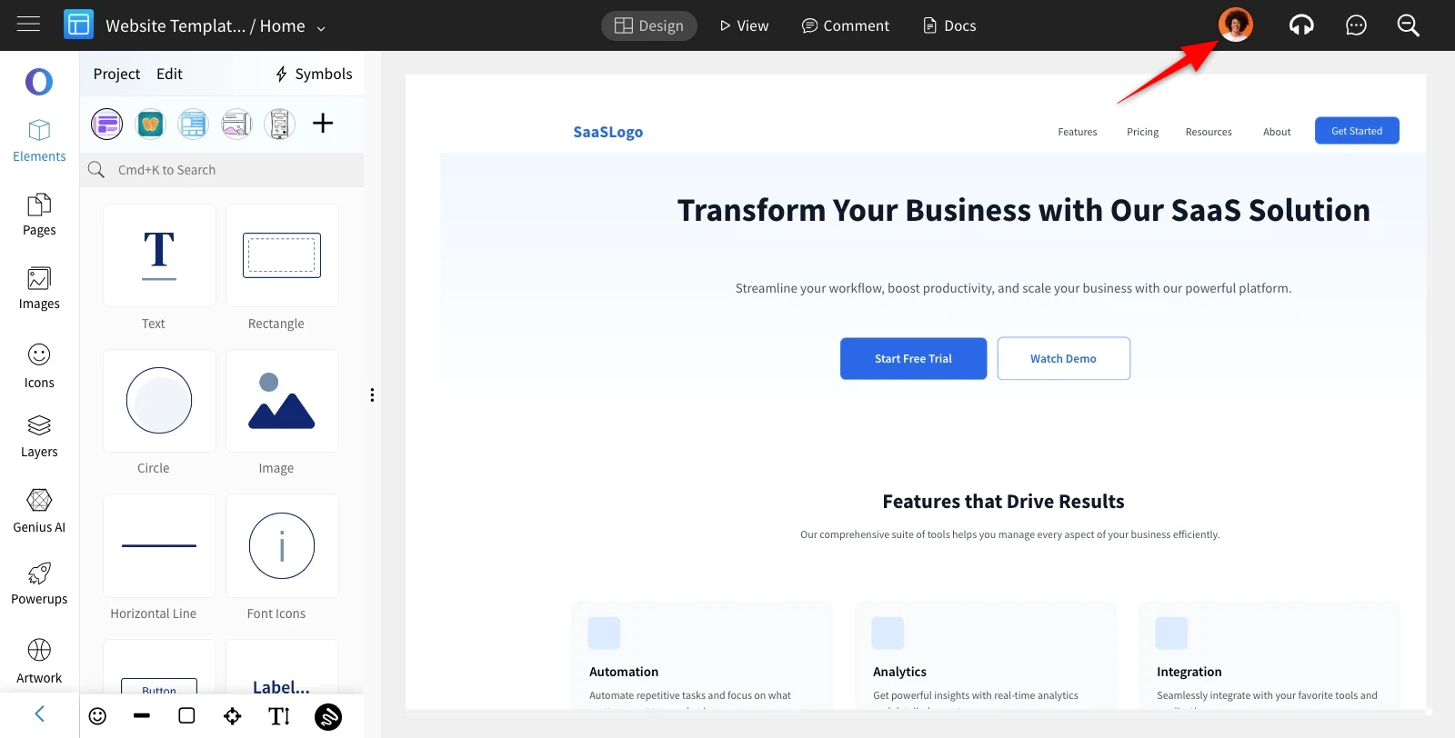 Navigate to team member in the MockFlow WireframePro editor