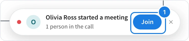 The banner a teammate sees when a meeting starts, with Join marked