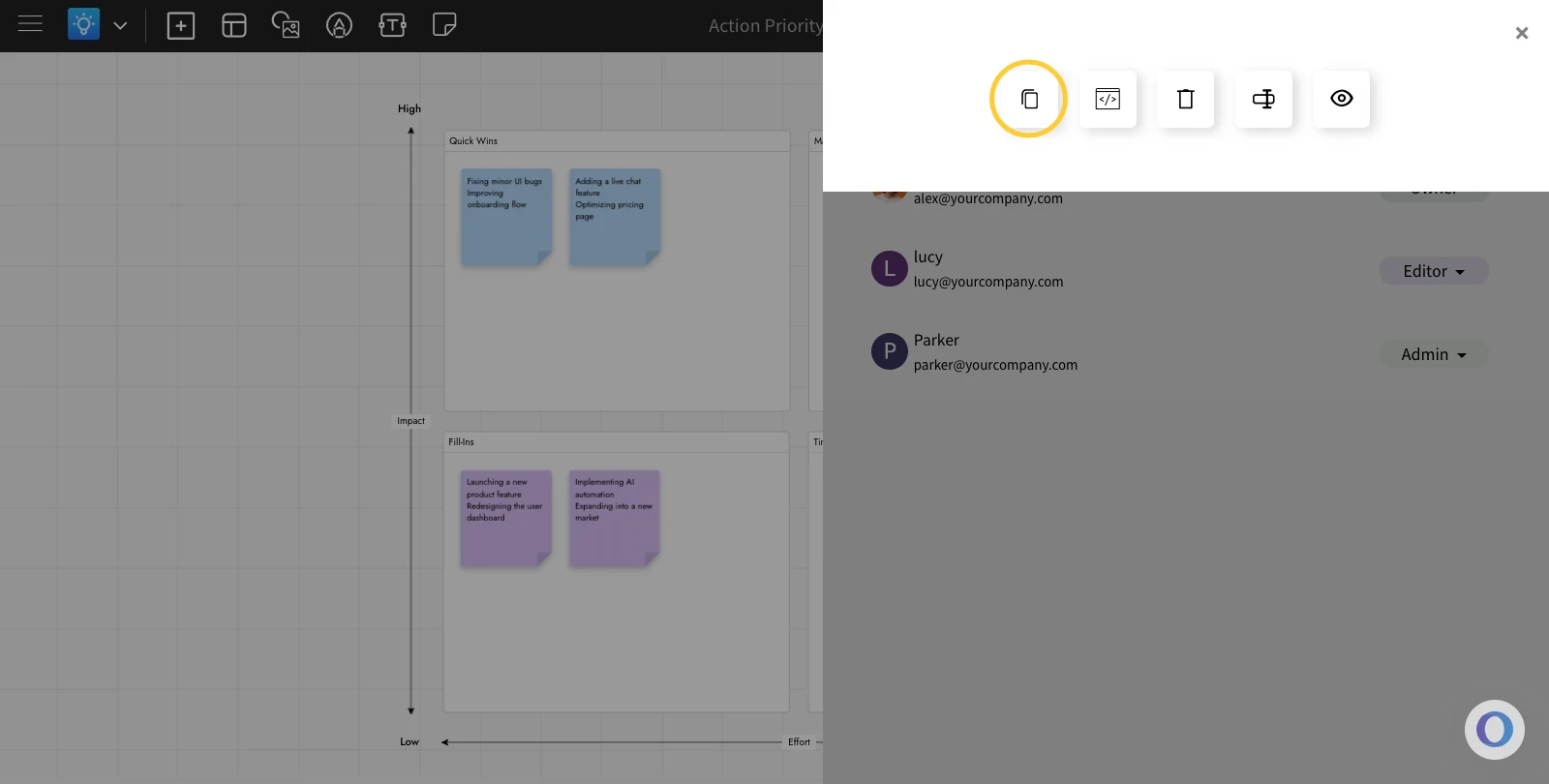 Copy the link - Sharing Board with public link in MockFlow IdeaBoard