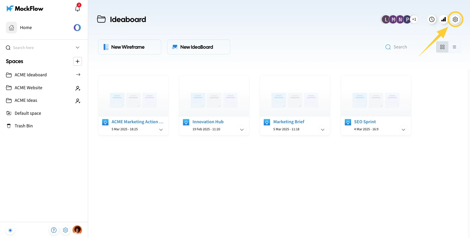 Navigate to the space settings - Create public link in MockFlow IdeaBoard