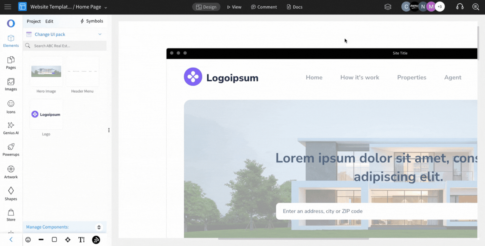Navigate to Manage components icon