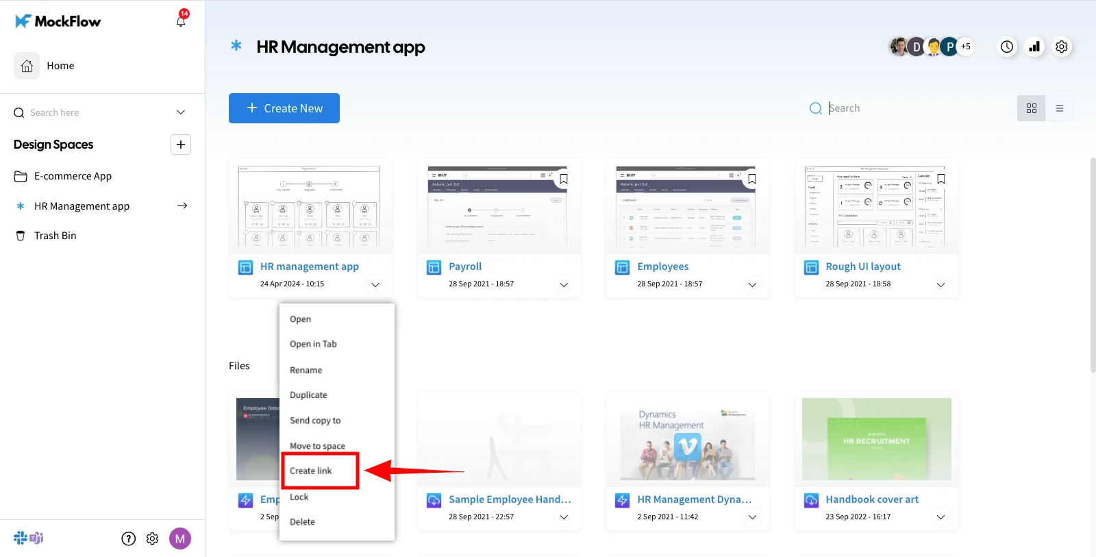 Navigate to create link from the list