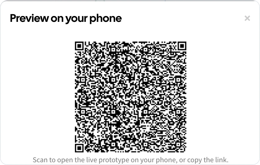 The Preview on your phone dialog with its QR code