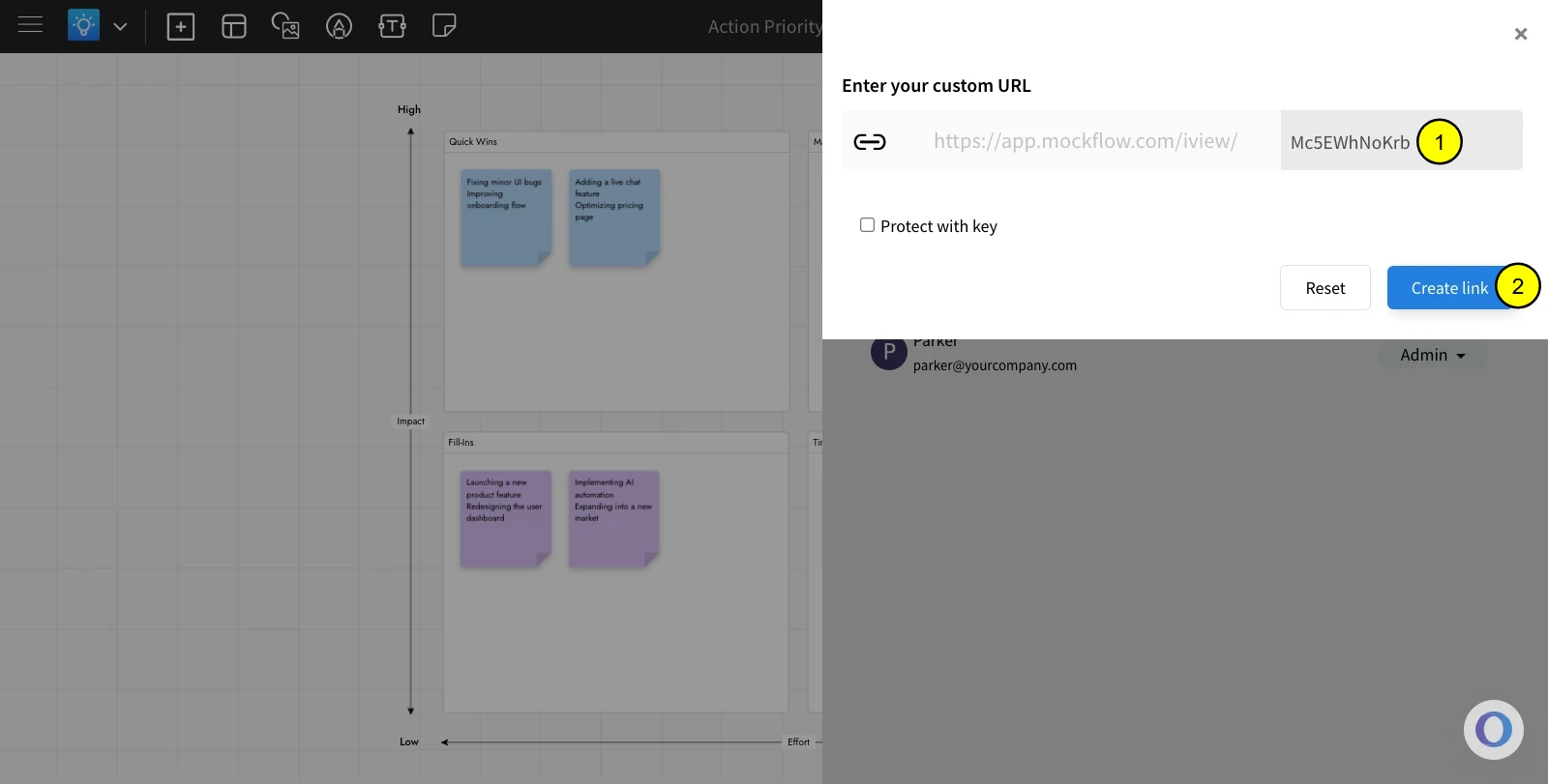 Customizing the link - Sharing Board with public link in MockFlow IdeaBoard