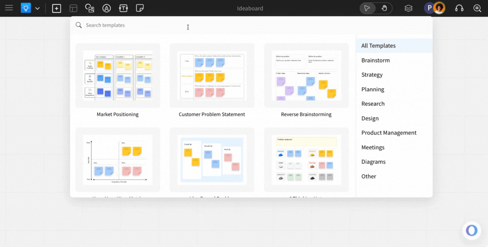 Searching Templates - Find Templates in MockFlow IdeaBoard