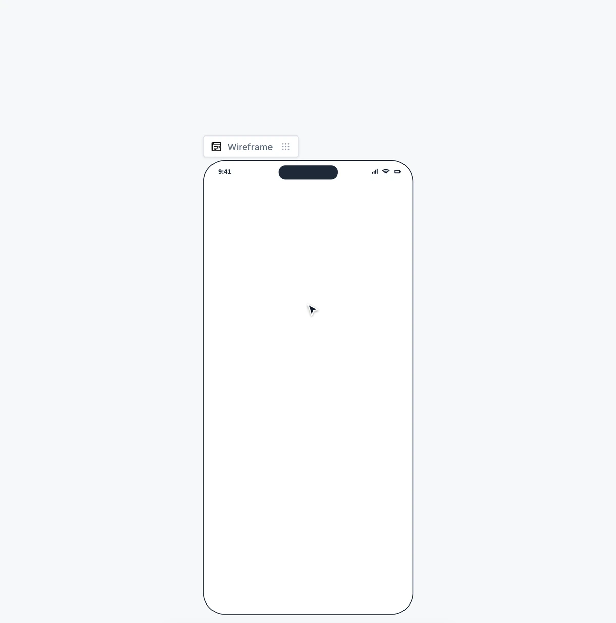 Selecting an empty phone Wireframe, choosing Generate new from the AI menu, typing a prompt for a recipe app and getting a finished recipe app home screen