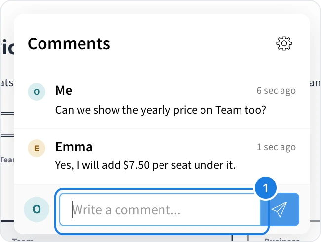 A comment thread with a reply and the reply field marked