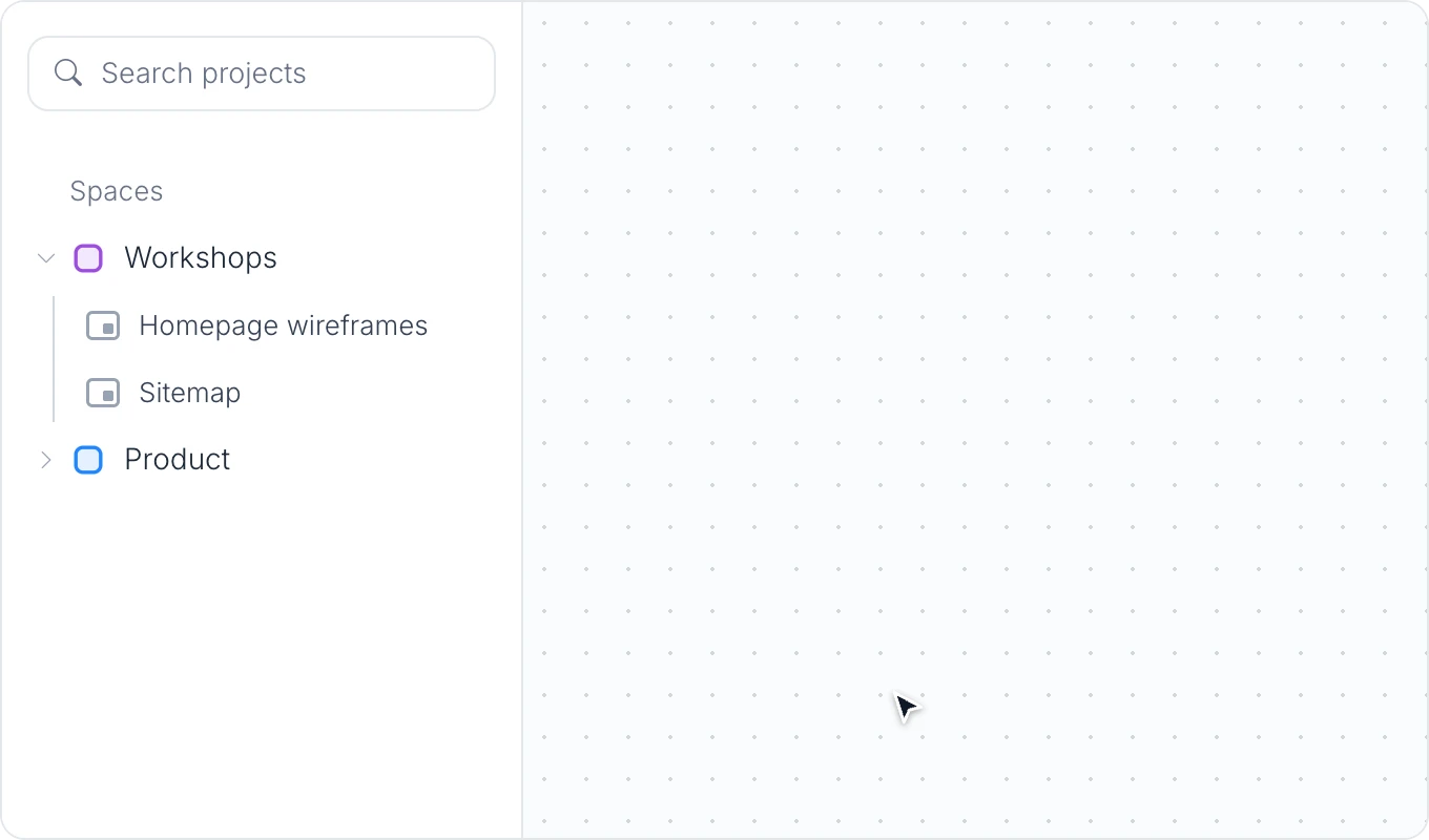 Importing a board file: choosing Import project file from a space's settings menu, picking a .board file, and the board appearing in the space after it imports