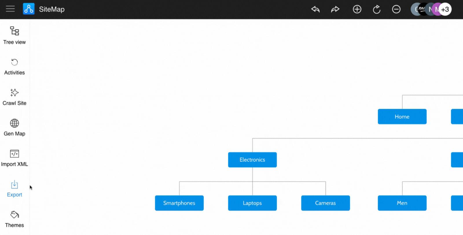 Export options in MockFlow Sitemap