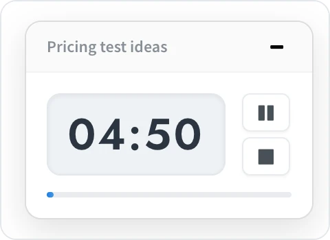 The shared timer with its name, the time left and the pause and stop buttons