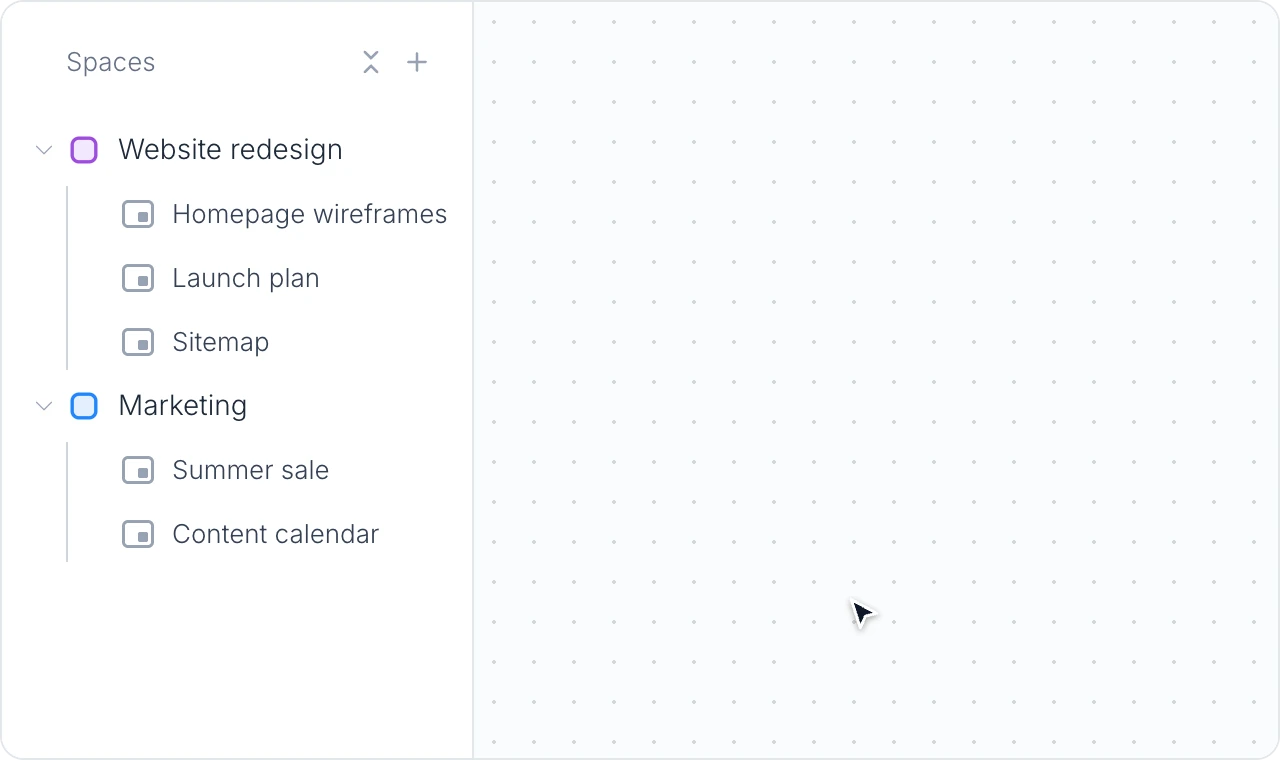 Dragging the Launch plan board from the Website redesign space onto the Marketing space, then confirming in the Move project dialog