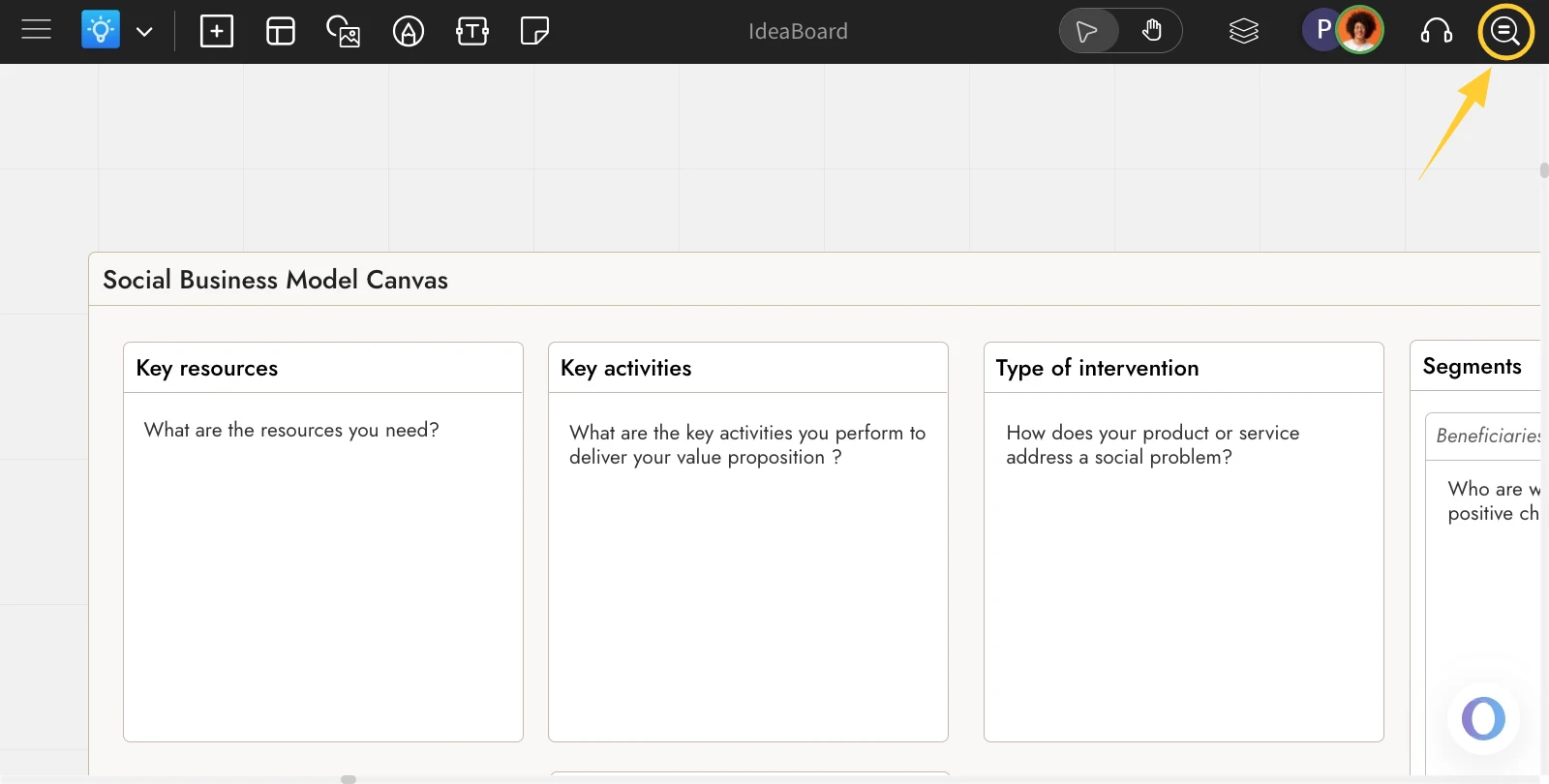 Navigate to Zoom Icon - Using Zoom Options in MockFlow IdeaBoard