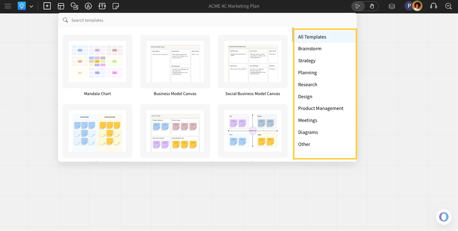 Template Categories - Find Templates in MockFlow IdeaBoard