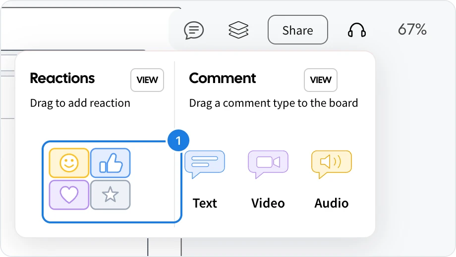 The reactions in the Comments menu